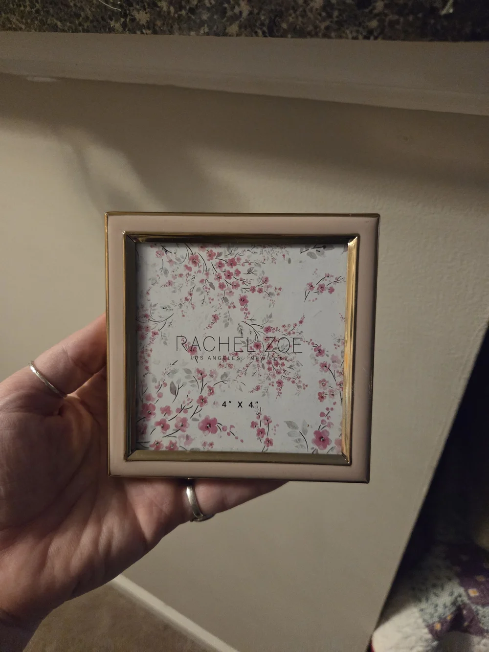 Rachel Zoe Pink and Gold Square Picture Frame 4x4 Nwot Velvet Back
